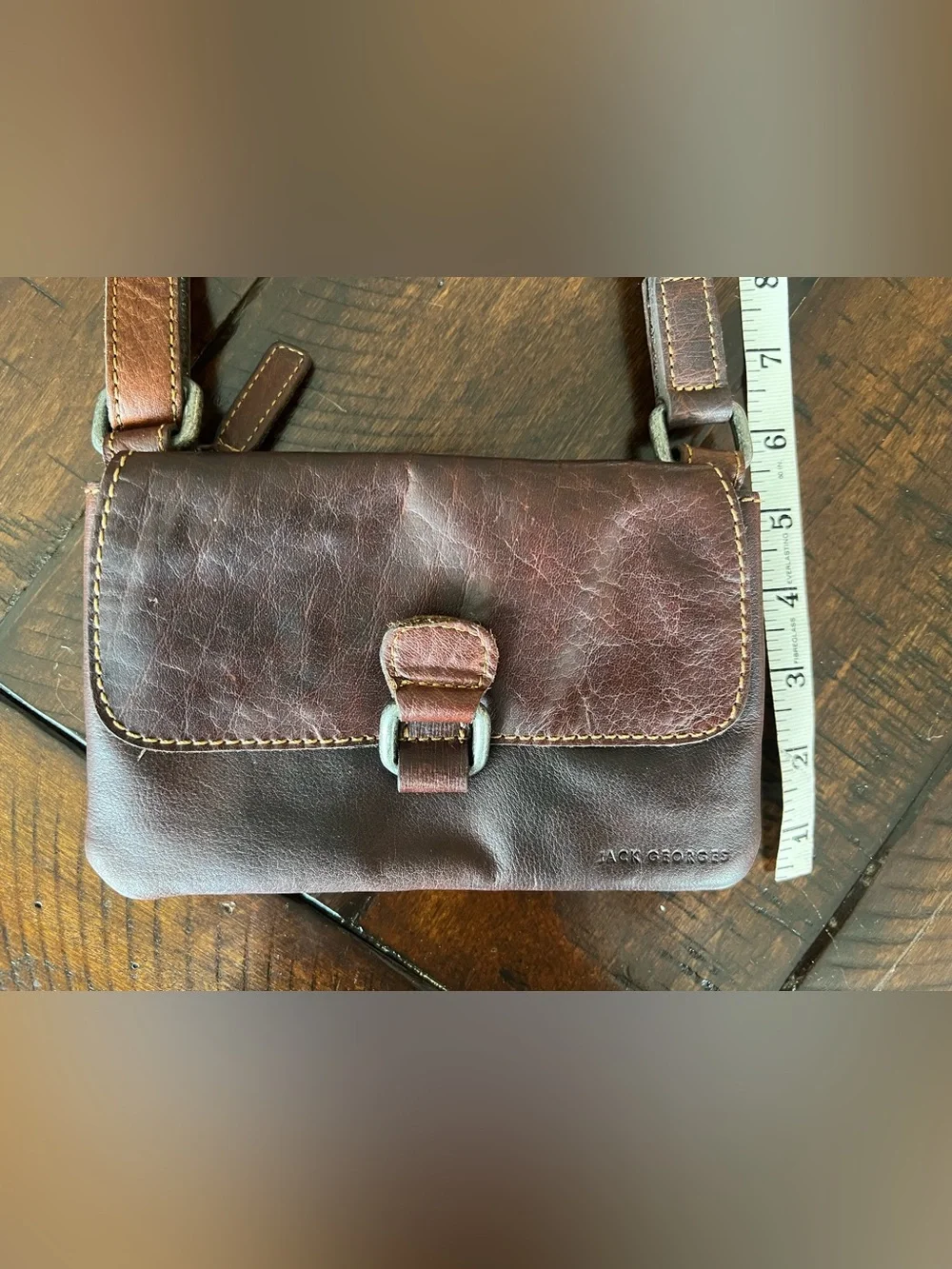 Jack Georges Leather Crossbody Bag Burgundy Messenger Purse Vintage Rustic